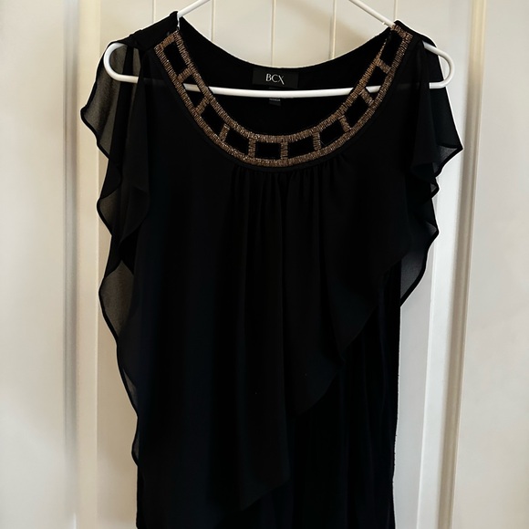 BCX Black Blouse with Gold Trim - Picture 1 of 7